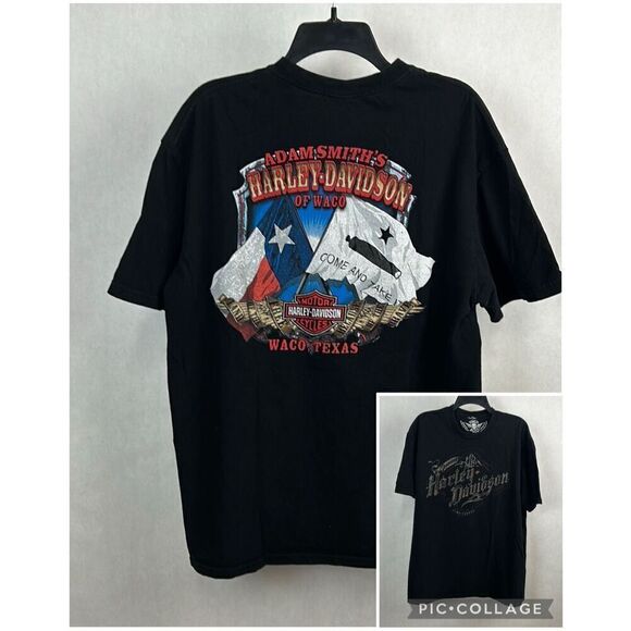 Harley Davidson Waco Texas T-Shirt Black Come and Take It Adam Smith’s Time Test - Picture 1 of 9